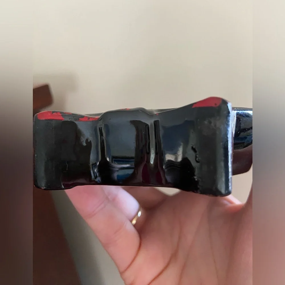 Vintage Shafford Black Cat Ashtray Trinket Dish Red ware Vintage Decor - Picture 4 of 8